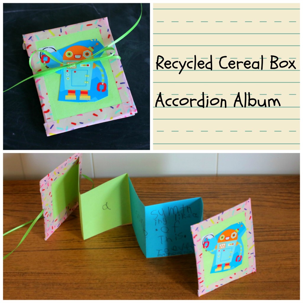Recycled craft for kids: Cereal box accordion album