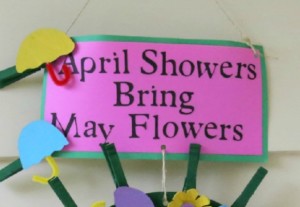 April Showers May Flowers Clothespin Wreath - craft for kids