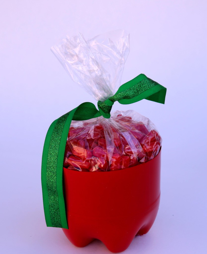 Recycled soda bottle apple container - teacher appreciation gift idea